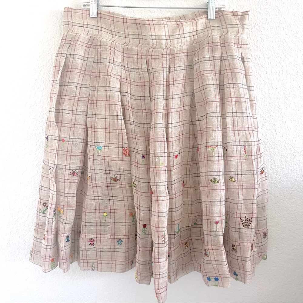 Tan lined midi skirt
